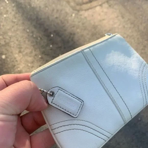 Coach Women's Coated Leather Corner Zip Wristlet in White - Picture 2 of 4